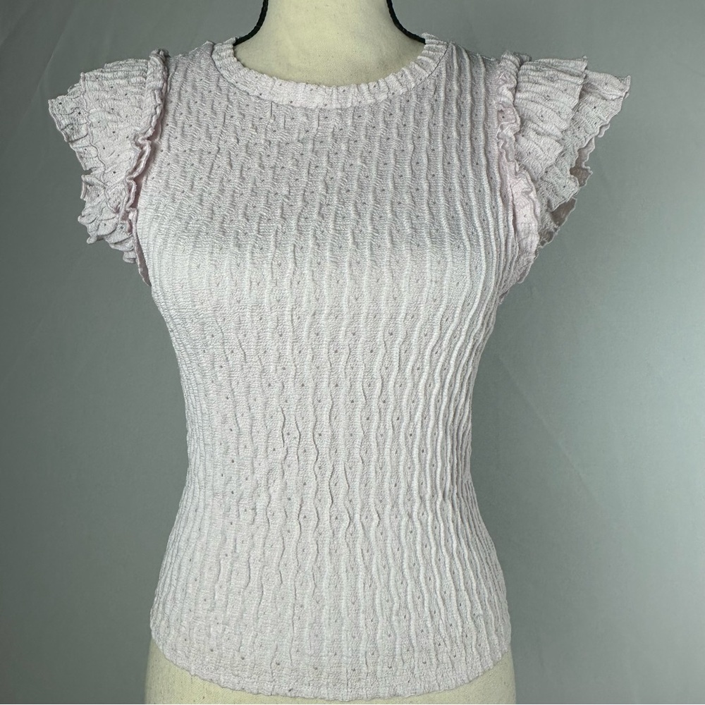 ATELIER By KIRIOUS women’s pink ruffle short sleeve top - Size small